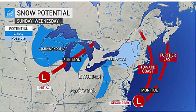  Here Are Areas Where Snow Is Possible From Potential Pre-Thanksgiving Noreaster – Mount Pleasant Daily Voice