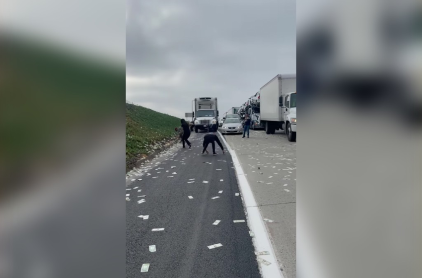  Armored truck spill on highway sparks cash-grab frenzy, two arrests – New York Post