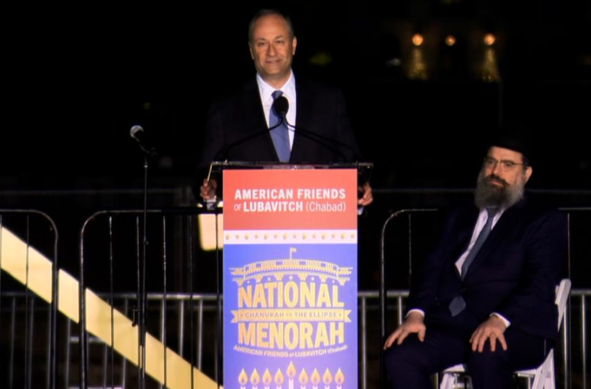  Second gentleman lights first candle at National Menorah ceremony: Jewish history is American history – CNN