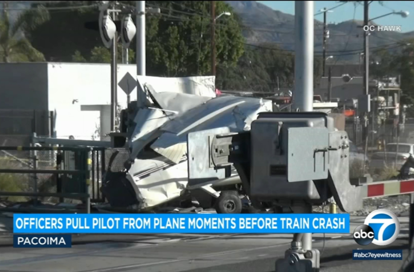  Pacoima plane crash: Video shows moments Metrolink train slams into small plane that crashed on its tracks – KABC-TV