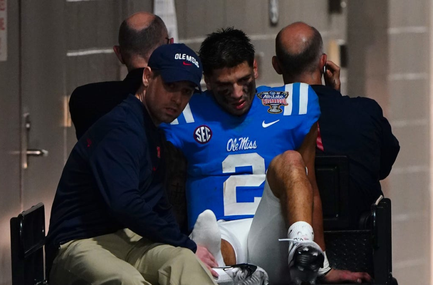  QB Matt Corral carted off after suffering injury during first half of Ole Miss Sugar Bowl loss to Baylor – USA TODAY