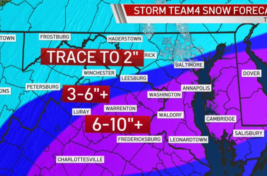  Major Snowstorm Hitting DC Area, 3 to 10 Inches Expected – NBC4 Washington