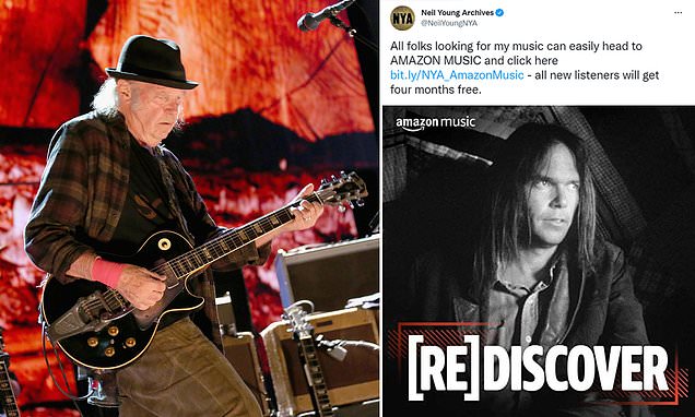  Neil Young Gives Fans A Free 4-Month Subscription To Amazon Music After Spotify fallout – Daily Mail