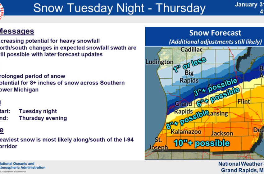  Winter storm watch: 8-16 inches forecast for southeast Michigan; cities prepare – The Detroit News